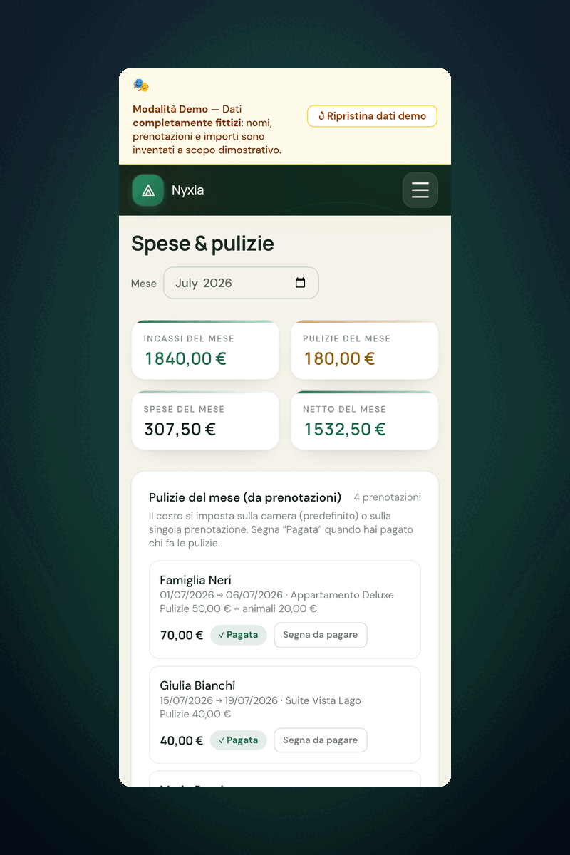 Gestione di spese e pulizie da mobile