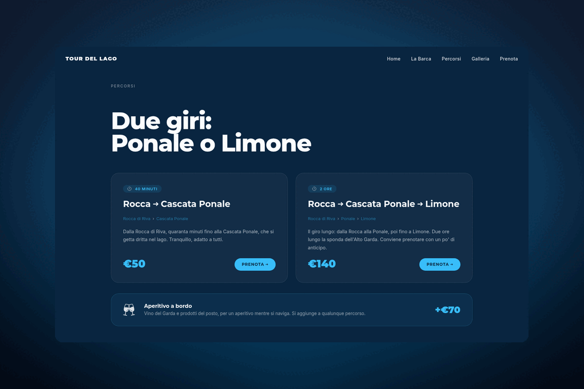 Sezione percorsi del sito Riva Boat