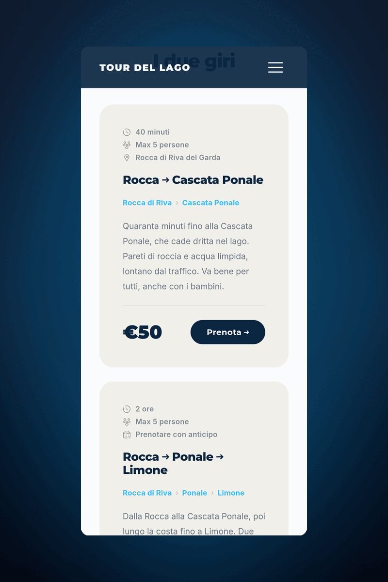 Scheda di un percorso su dispositivo mobile
